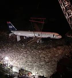 US Airways Flight 1549 is lifted from the Hudson River