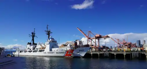 In Seattle in 2018 repainting her "Racing Stripe".