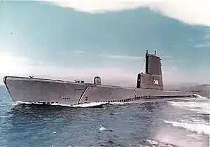 Cusk (SS-348) underway, late 1950s.