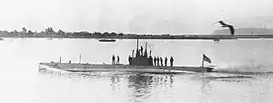 USS F-2 underway in San Diego harbor, California