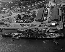 USS Wisconsin and USS Oklahoma (BB-37) at Pearl Harbor in November 1944