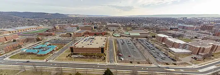 UW-L campus aerial photo facing south