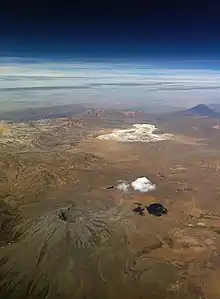 Aerial picture of Ubinas with Misti in the back (2015).