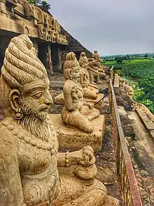 Sculptures of rishis at Undavalli Caves.