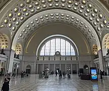 Looking east in the great hall in May 2023.