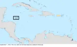 Map of the change to the United States in the Caribbean Sea on September 1, 1972