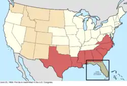 Map of the change to the United States in central North America on June 25, 1868