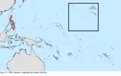 Map of the change to the United States in the Pacific Ocean on June 14, 1900