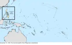 Map of the change to the United States in the Pacific Ocean on November 15, 1935