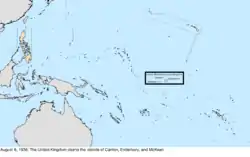 Map of the change to the United States in the Pacific Ocean on August 6, 1936