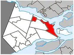 Location within Vaudreuil-Soulanges RCM