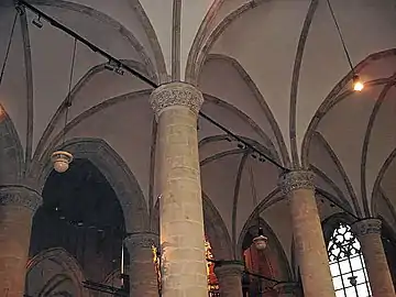 The vaulted ceiling.