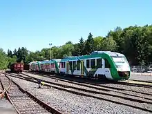 Three LINT 27 railcars in Steinebach-Bindweide depot