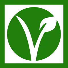 Green circle containing a 'v'