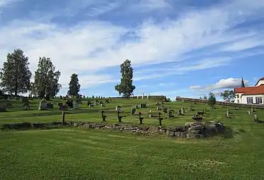 View of the present church and graveyard