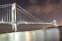 Verrazzano-Narrows Bridge, as seen from Brooklyn at night