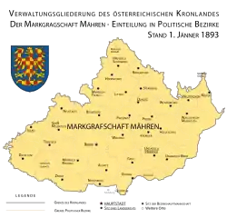 Administrative division of Moravia as crown land of Austria in 1893