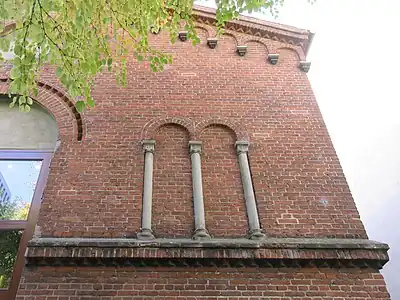 Detail from the gabled north side of the Library Building.