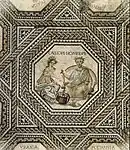 Vichten mosaic showing Calliope and Homer (c. 270 AD)