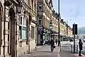 A ground-level view of the Victorian commercial quarter