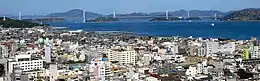 View of Seto Inner Sea and downtown Imabari