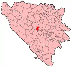 Location of Vitez within Bosnia and Herzegovina