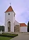 Stilt tower with three arches of Voer Kirke, Northern Djursland, Denmark