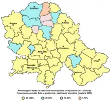 Share of Serbs in Vojvodina by municipalities 2011.