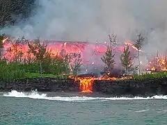 Lava flow emitted in 2005 by the Piton de la Fournaise