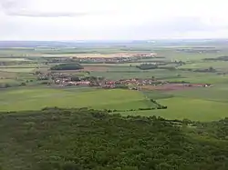 Vražkov as seen from the Říp Mountain