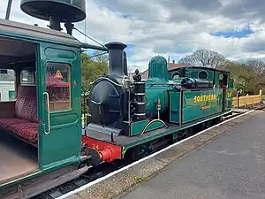 A Steam locomotive at the platform.