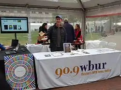 The WBUR-FM information booth at the 2015 Boston Book Festival.