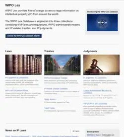 WIPO Lex English presentation page