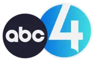 The ABC logo, a dark gray disc with white circular letters ABC, at left. To the right, a blue gradient circle with an off-white stroke containing an off-white numeral 4, with the bottom stylized to a point.