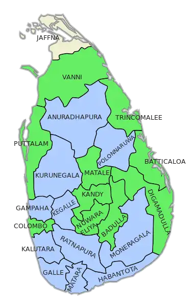 Majorities according to electoral districts