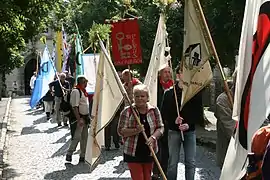 Pilgrims with flags