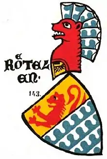 1860 depiction of the coat of arms of the lords of Rötteln