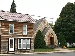 Historic structures along Main Street in Wardensville, West Virginia