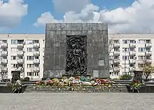 Monument to the Ghetto Heroes (1948) in Warsaw, west side