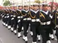 Polish Navy sailors marching along Nowy Świat Street, Warsaw, 2006