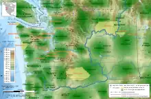 Map of Washington state showing locations of tribes