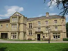 Colour image of Weetwood Hall, now a hotel, showing the front entrance