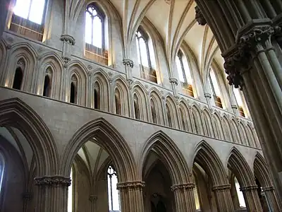 Three-part elevation of Wells Cathedral (begun 1176)