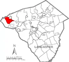 Map of Lancaster County, Pennsylvania highlighting West Donegal Township