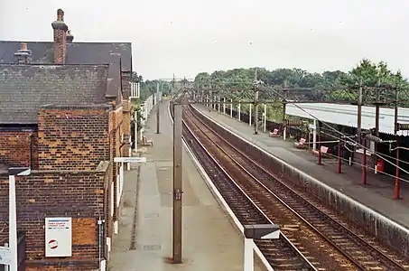 West Horndon railway station with 1962 overhead lines