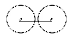 Diagram of two wheels, coupled together with a coupling rod