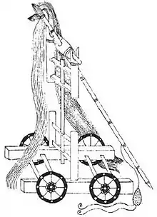 A wheeled trebuchet