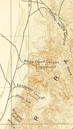 Detail from 1910 USGS map of White Cloud Canyon and Coppereid