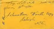 Postmark from a Confederate soldier living in "Why Not". (note the original spelling of the community) The postmark is dated December 16, 1862.