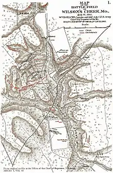 Map of the Battle of Wilsons' Creek